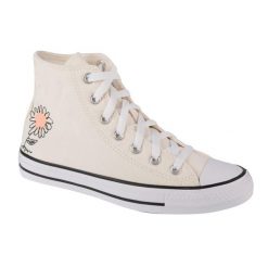 Buty sportowe do chodzenia damskie, Chuck Taylor All Star Hi. Białe buty sportowe lifestyle Converse, bez wzorów, retro, bez zapięcia. W wyprzedaży za 260.90 zł.
