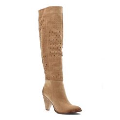 Beżowe Kozaki Carinii Stylowe Obuwie Damskie. Brązowe kozaki Carinii, bez wzorów, eleganckie, przed kolano, bez obcasa, na obcasie, bez zapięcia. Za 369.00 zł.