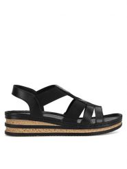 Go Soft Sandały RST-2314-05 Czarny. Czarne sandały GO SOFT, bez wzorów, z materiału, bez obcasa, na koturnie, bez zapięcia. Za 169.99 zł.