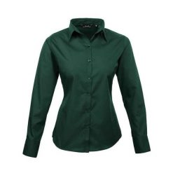 Bluzka Damska Z Długim Rękawem Z Popeliny. Zielone bluzki PREMIER, xl, bez wzorów, casualowe, bez kołnierzyka, bez ramiączek. Za 106.99 zł.