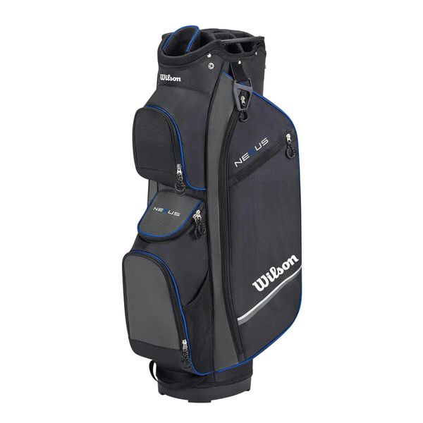 Torba na wózek golfowy Wilson Golf Nexus. Czarne swetry Wilson, bez wzorów, z materiału, eleganckie, bez ramiączek. Za 920.50 zł.