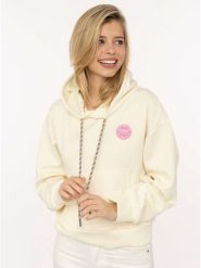Zwillingsherz Bluza "Good Vibes Only Patch" w kolorze kremowym rozmiar: S/M. Brązowe bluzy Zwillingsherz, m, bez wzorów, z kapturem. Za 170.87 zł.