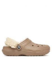 Crocs Klapki Classic Lined Clog 211396 Beżowy. Brązowe klapki Crocs, bez wzorów, z tworzywa sztucznego, bez obcasa, bez zapięcia. Za 259.99 zł.