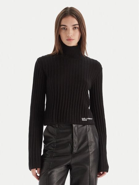 Karl Lagerfeld Jeans Golf A4W18021 Czarny Slim Fit. Czarne swetry Karl Lagerfeld Jeans, m, bez wzorów, z bawełny, bez ramiączek. Za 519.99 zł.