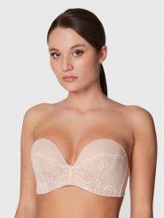 Wonderbra Biustonosz bardotka WB000BHO Beżowy. Brązowe biustonosze Wonderbra, bez wzorów, z syntetyku. Za 369.99 zł.