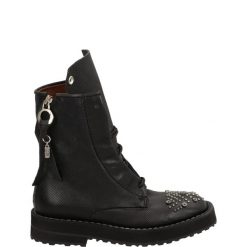 CZARNE BOTKI A58204 NERO. Czarne botki Venezia, bez wzorów, ze skóry, bez obcasa, bez zapięcia. Za 659.00 zł.