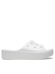 Crocs Klapki Classic Platform Slide 208180 Biały. Białe klapki Crocs, bez wzorów, z tworzywa sztucznego, bez obcasa, bez zapięcia. Za 139.99 zł.