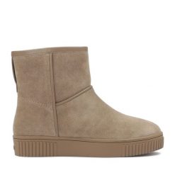 Botki Kazar. Brązowe botki Kazar, bez wzorów, bez obcasa, na płaskiej podeszwie, bez zapięcia. Za 359.00 zł.