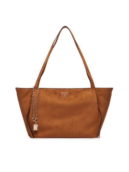 Guess Torebka Devon HWSG97 45230 Brązowy jasny. Brązowe shopper bag Guess, z aplikacjami, z materiału, bez dodatków. Za 634.99 zł.