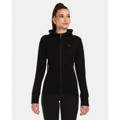 Damski sweter z wełny merynosów z kapturem Kilpi WOLIE-W. Czarne swetry Kilpi, s, bez wzorów, z wełny, sportowe, bez ramiączek. Za 525.33 zł.