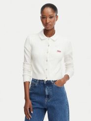 Tommy Jeans Kardigan Pointelle DW0DW22931 Biały Regular Fit. Białe swetry Tommy Jeans, xl, bez wzorów, z jeansu, bez ramiączek. Za 449.99 zł.