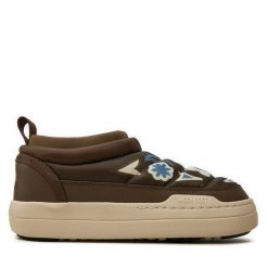 Botki Moon Boot. Brązowe botki Moon Boot, bez wzorów, bez obcasa, na płaskiej podeszwie, bez zapięcia. Za 709.99 zł.