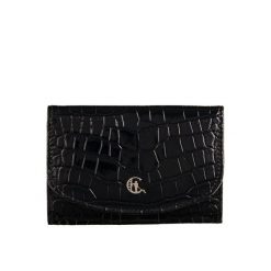Portfel damski czarny skórzany Canaletto – wzór krokodyla, styl i ochrona RFID PD1201cs76. Czarne portfele bez wzorów. Za 160.55 zł.