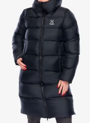 Płaszcz damski Haglofs Long Mimic Parka. Czarne płaszcze Haglöfs, na zimę, m, bez wzorów, z puchu, bez kaptura. Za 846.99 zł.