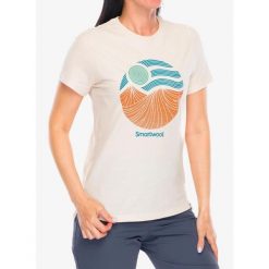 Koszulka z nadrukiem damska Smartwool Horizon View Graphic Short Sleeve. Brązowe t-shirty sportowe Smartwool, bez wzorów, bez ramiączek. Za 198.99 zł.
