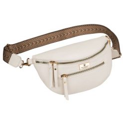 Saszetka damska ze skóry ekologicznej w jasnobeżowym kolorze, jednokomorowa Peterson PTN MIS-15. Brązowe nerki i saszetki Peterson, bez wzorów, ze skóry ekologicznej, bez dodatków. Za 74.99 zł.