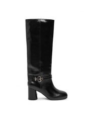 PINKO Kozaki Cindy 14 SD0129 P043 Czarny. Czarne kozaki Pinko, bez wzorów, ze skóry, bez obcasa, na słupku, bez zapięcia. Za 1,849.00 zł.