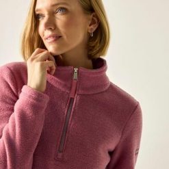 Damski polar Solenne II z zamkiem błyskawicznym do połowy. Czerwone bluzy z polaru Regatta, bez wzorów, z polaru. Za 199.99 zł.