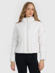 KURTKA DAMSKA PUCHOWA 4F ZIMOWA TDJAF0706 SZARA. Szare kurtki 4f, na zimę, l, bez wzorów, z puchu, bez kaptura. Za 329.99 zł.