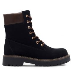 Botki JENNY. Czarne botki Jenny, bez wzorów, bez obcasa, na płaskiej podeszwie, bez zapięcia. Za 111.99 zł.