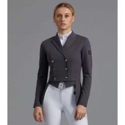 Damska kurtka ujeżdżeniowa Premier Equine Capriole. Czarne kurtki PREMIER EQUINE, bez wzorów, z materiału, bez kaptura. Za 938.45 zł.