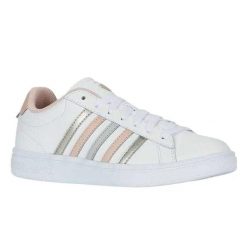Damskie Buty Sportowe Court Tiebreak II. Białe buty trekkingowe K-SWISS, bez wzorów, z gumy, bez zapięcia, trekkingowe. Za 287.00 zł.