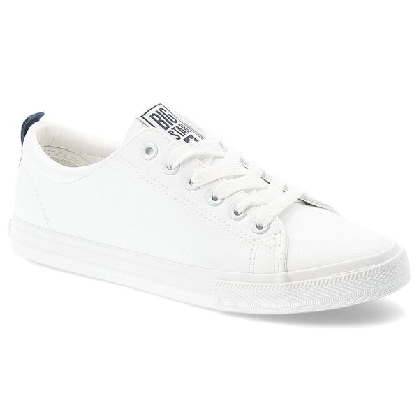 Białe Trampki Big Star Sportowe Obuwie Damskie. Białe buty sportowe lifestyle BIG STAR, na lato, bez wzorów, z gumy, bez zapięcia. Za 149.00 zł.