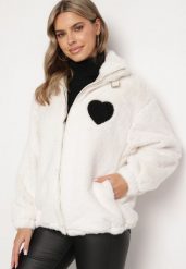 Jasnobeżowa Kurtka Futrzana z Serduszkiem Zozinay. Brązowe kurtki Born2be, l, bez wzorów, z futra, eleganckie, bez kaptura. W wyprzedaży za 164.49 zł.