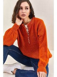 Bianco Lucci Sweter w kolorze pomarańczowym rozmiar: onesize. Pomarańczowe swetry Bianco Lucci, bez wzorów, bez ramiączek. Za 78.99 zł.