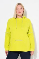 Damskie Bluza z kapturem odblaskowe lamówki kaptur kieszeń na zamek. Zielone bluzy z kapturem Ulla Popken, plus size, bez wzorów, z bawełny, z kapturem. Za 279.99 zł.