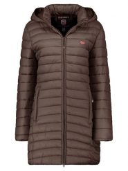 Geographical Norway Płaszcz pikowany "Atika" w kolorze brązowym rozmiar: XL. Brązowe płaszcze Geographical Norway, xl, bez wzorów, bez kaptura. Za 149.66 zł.