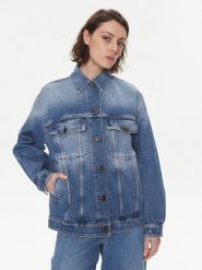 Weekend Max Mara Kurtka jeansowa Pio 2415041071 Niebieski Regular Fit. Niebieskie kurtki Weekend Max Mara, bez wzorów, z jeansu, bez kaptura. Za 1,079.00 zł.