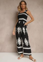 Czarny Kombinezon Wide Leg z Wiskozy na Ramiączkach Zdobiony Etnicznym Wzorem Melriti. Czarne sukienki Renee, na co dzień, m, z aplikacjami, z wiskozy, klasyczne, bez kołnierzyka, bez ramiączek. W wyprzedaży za 67.99 zł.