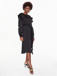 Remain Sukienka koktajlowa Light Satin Draped RM2206 Czarny Regular Fit. Czarne sukienki Remain, bez wzorów, z syntetyku, wizytowe, bez kołnierzyka, bez ramiączek. Za 729.99 zł.