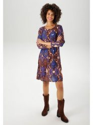 Aniston Sukienka w kolorze niebiesko-fioletowo-jasnobrązowym rozmiar: 42. Niebieskie sukienki Aniston, na co dzień, bez wzorów, bez kołnierzyka, bez ramiączek, midi, proste. Za 86.99 zł.