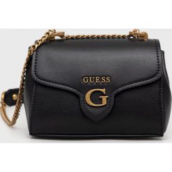 Guess torebka kolor czarny. Czarne listonoszki Guess, z aplikacjami, na ramię, bez dodatków. Za 519.99 zł.