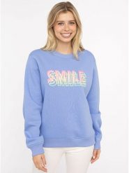 Zwillingsherz Bluza "Smile" w kolorze błękitnym rozmiar: S/M. Niebieskie bluzy Zwillingsherz, m, bez wzorów, bez kaptura. Za 202.50 zł.