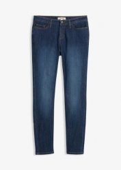 Jeansy skinny ze stretchem, mid waist. Niebieskie jeansy bonprix, bez wzorów, z jeansu, klasyczne. Za 77.99 zł.