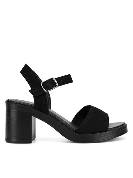 Lasocki Sandały RST-KSENIA-02 Czarny. Czarne sandały Lasocki, bez wzorów, ze skóry, bez obcasa, na słupku, bez zapięcia. Za 169.99 zł.