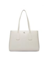 Calvin Klein Torebka Ck Medium Work Tote LV04F3442G Beżowy jasny. Brązowe torebki klasyczne Calvin Klein, bez wzorów, ze skóry, bez dodatków. Za 649.99 zł.