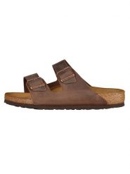 Birkenstock Skórzane klapki "Arizona" w kolorze brązowym rozmiar: 42. Brązowe klapki Birkenstock, bez wzorów, klasyczne, bez obcasa, bez zapięcia. Za 416.30 zł.