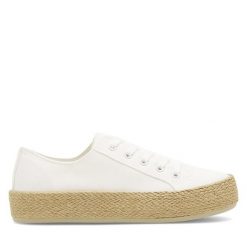 Espadryle DeeZee. Białe espadryle DeeZee, bez wzorów, bez obcasa. Za 99.99 zł.