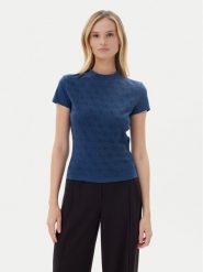 Guess T-Shirt W4BI26 J1314 Granatowy Slim Fit. Niebieskie t-shirty Guess, xl, z aplikacjami, z bawełny, bez kołnierzyka, bez ramiączek. Za 269.99 zł.