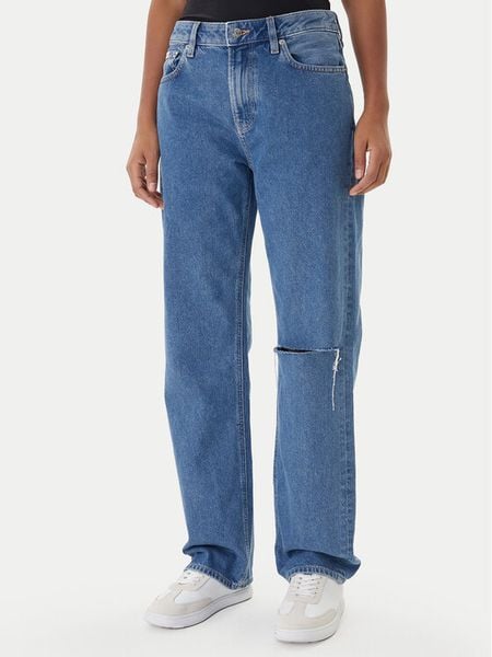 Calvin Klein Jeans Jeansy LV047E609G Granatowy Straight Fit. Niebieskie jeansy Calvin Klein Jeans, bez wzorów, z bawełny. Za 270.99 zł.