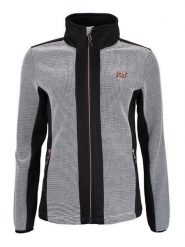 Peak Mountain Kurtka polarowa "Adagio" w kolorze czarno-szarym rozmiar: L. Czarne kurtki Peak Mountain, l, z aplikacjami, z materiału, bez kaptura. Za 217.99 zł.