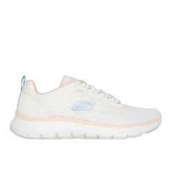 Buty Kobieta Skechers Flex Appeal 5.0 biały. Białe buty treningowe Skechers, bez wzorów, z materiału, bez zapięcia, na fitness i siłownię. Za 289.60 zł.