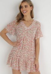 Różowa Sukienka Myspheme. Czerwone sukienki Born2be, l, bez wzorów, z tkaniny, bez kołnierzyka, bez ramiączek, mini. Za 159.99 zł.