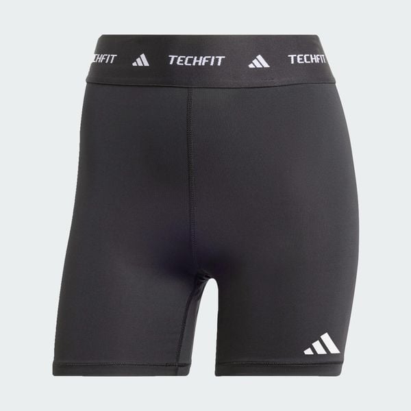 Krótkie legginsy TECHFIT. Czarne legginsy adidas, bez wzorów, z elastanu, krótkie. Za 119.00 zł.