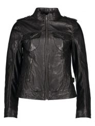 Bugatti Skórzana kurtka w kolorze czarnym rozmiar: 42. Czarne kurtki Bugatti, bez wzorów, ze skóry, bez kaptura. Za 695.99 zł.