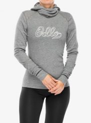 Bluza termoaktywna damska Odlo Active Warm Originals BL Top Facemask LS. Szare bluzy ODLO, na zimę, xs, bez wzorów, z materiału, bez ramiączek, bez kaptura. Za 258.49 zł.